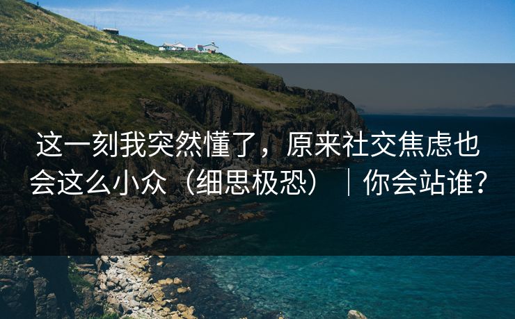 这一刻我突然懂了,原来社交焦虑也会这么小众(细思极恐)|你会站谁?