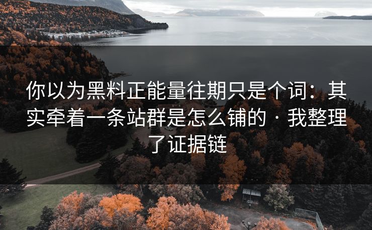 你以为黑料正能量往期只是个词：其实牵着一条站群是怎么铺的 · 我整理了证据链